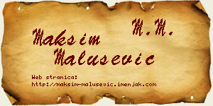 Maksim Malušević vizit kartica
